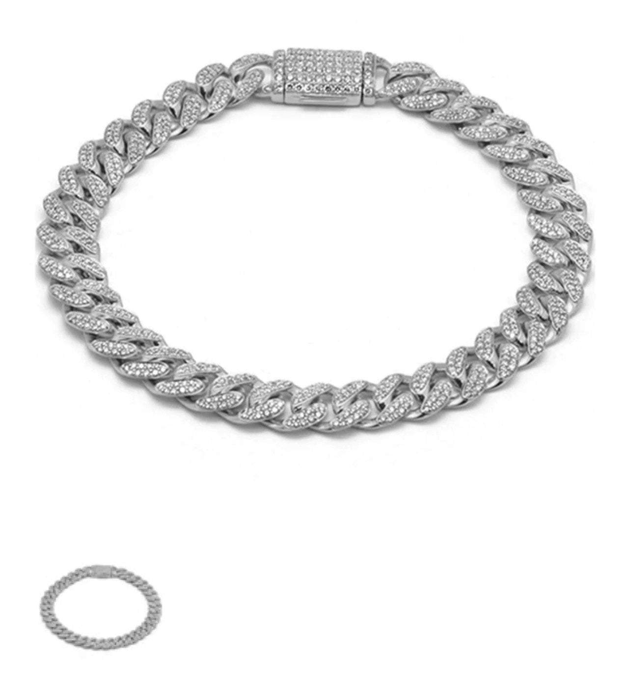 White Gold Diamond Cuban Bracelet 14K